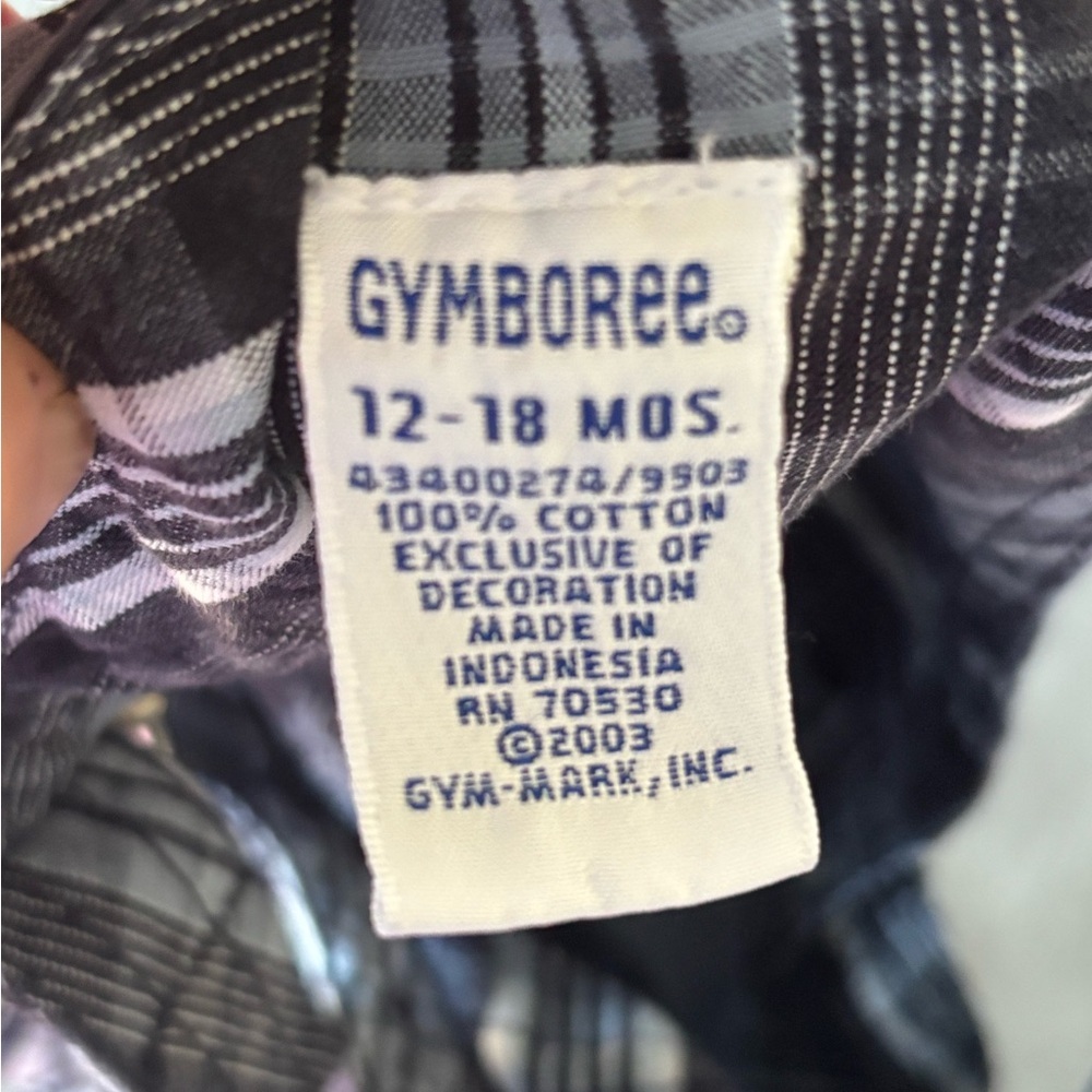 Y2K 2003 Gymboree Blue and White Plaid Overalls 12-18 months - Picture 5 of 7
